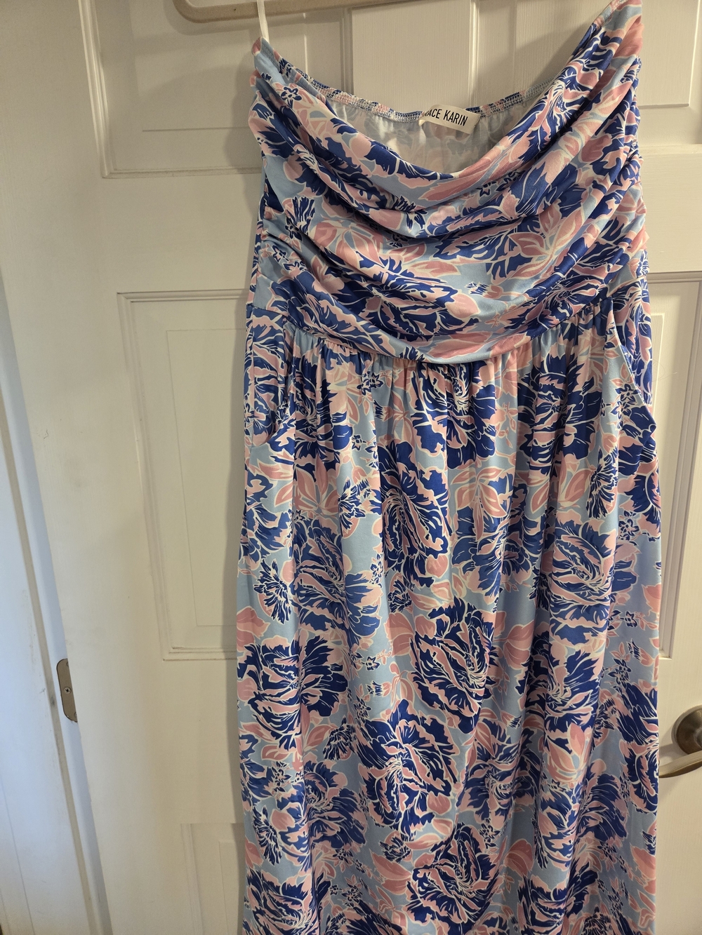 Grace Karin Blue and Pink Floral Maxi Dress
